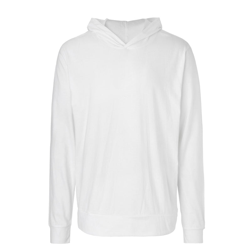 Neutral lightweight organic cotton jersey hoodie, 155gsm, White