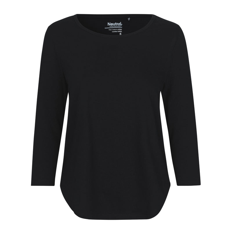 Womens Organic Cotton 3/4 Sleeve T-Shirt Tops & Tees The Ethical Gift Box (DEV SITE) Black XS 
