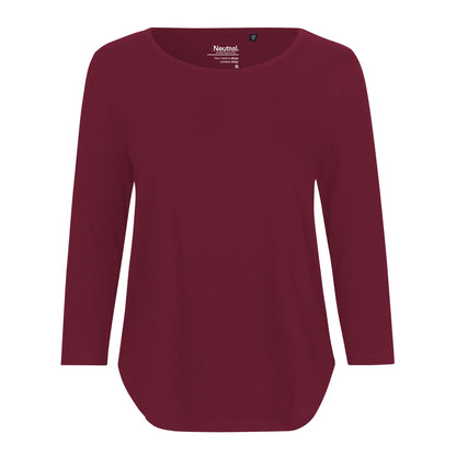 Womens Organic Cotton 3/4 Sleeve T-Shirt Tops & Tees The Ethical Gift Box (DEV SITE) Bordeaux XS 