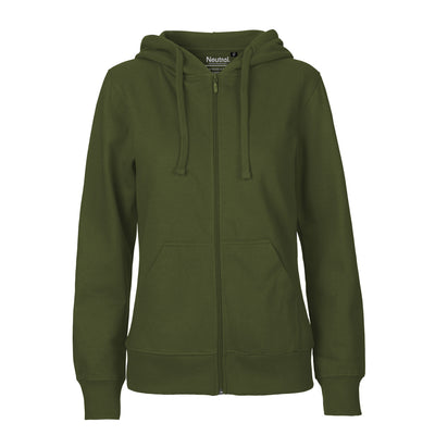 Womens Organic Cotton Jersey Hoodie W Zip Tops & Tees The Ethical Gift Box (DEV SITE) Military XS 