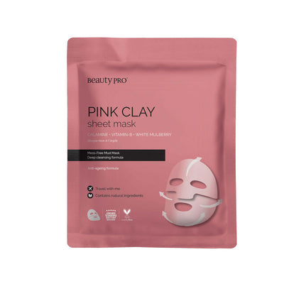 Pink Clay Sheet Face Mask Grab & Go Beauty Pro   