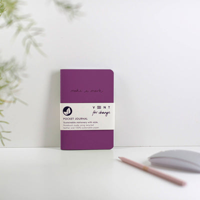 Recycled Leather A6 Notebook - Lined Notebooks & Pens The Ethical Gift Box (DEV SITE) Purple  