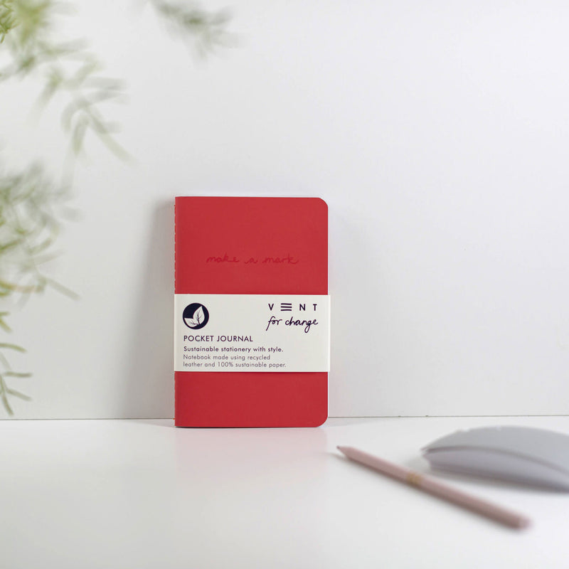 Recycled Leather A6 Notebook - Lined Notebooks & Pens The Ethical Gift Box (DEV SITE) Red  