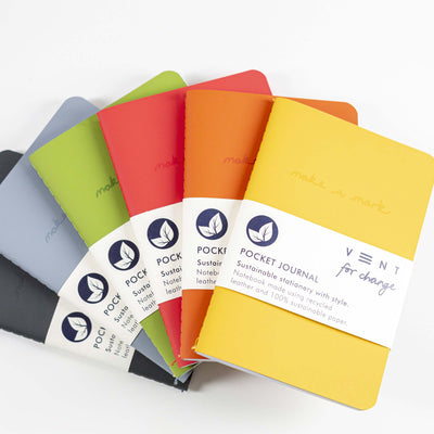 Recycled Leather A6 Pocket Journal – Yellow Grab & Go Vent For Change   