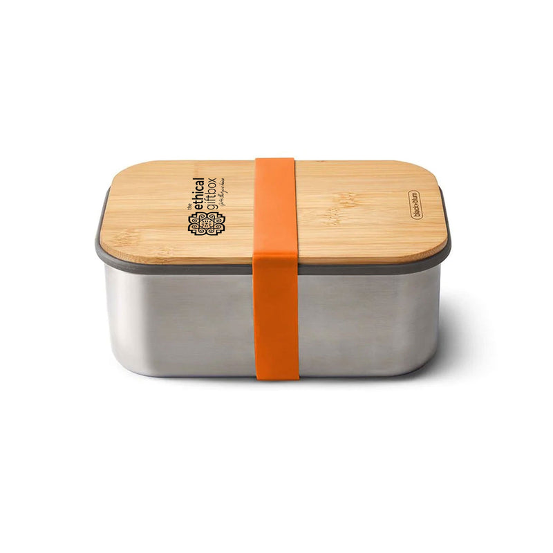 Black & Blum stainless steel sandwich box with bamboo lid, plastic-free, for corporate gifting