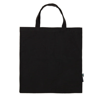 Organic Cotton Shopping Bag w Short Handles Bags The Ethical Gift Box (DEV SITE) Black  