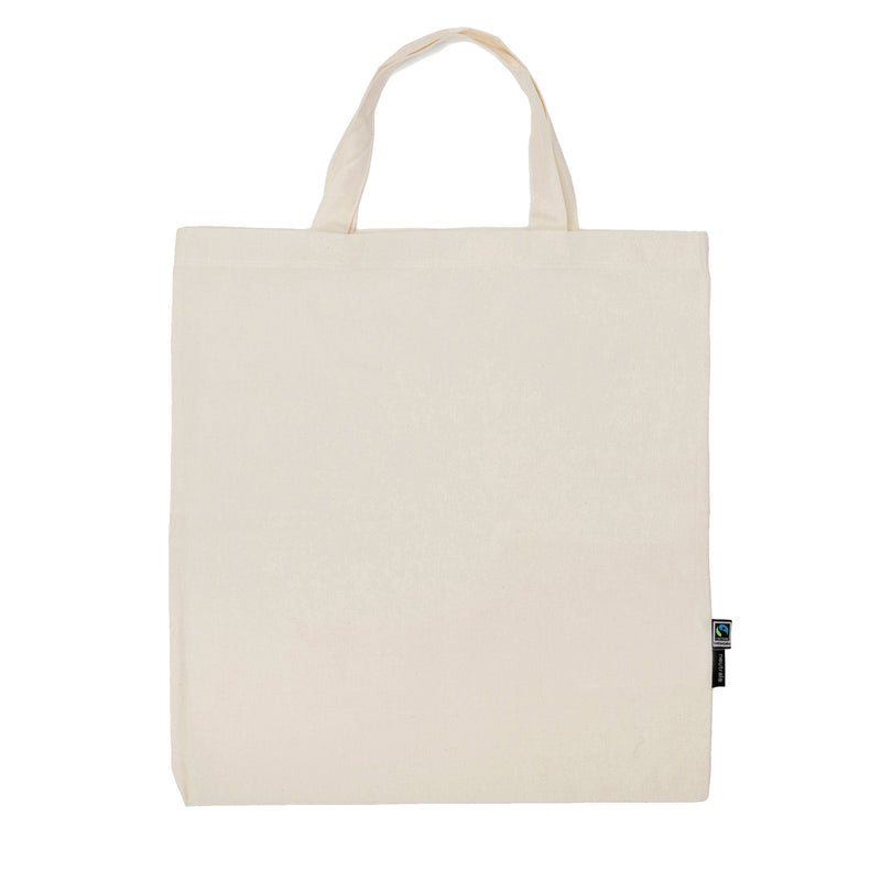 Organic Cotton Shopping Bag w Short Handles Bags The Ethical Gift Box (DEV SITE) Nature  