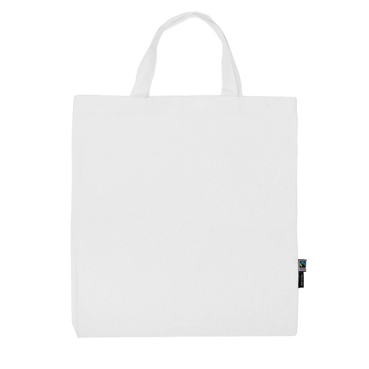 Organic Cotton Shopping Bag w Short Handles Bags The Ethical Gift Box (DEV SITE) White  