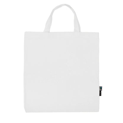 Organic Cotton Shopping Bag w Short Handles Bags The Ethical Gift Box (DEV SITE) White  