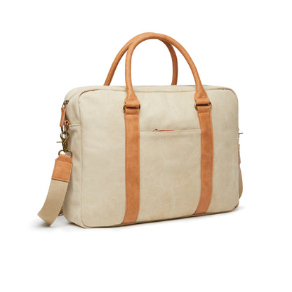 Recycled Canvas Computer Bag Bags The Ethical Gift Box (DEV SITE) Greige  