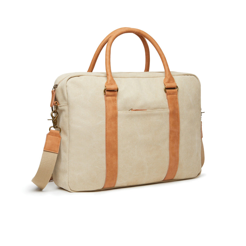Recycled Canvas Computer Bag Bags The Ethical Gift Box (DEV SITE) Greige  