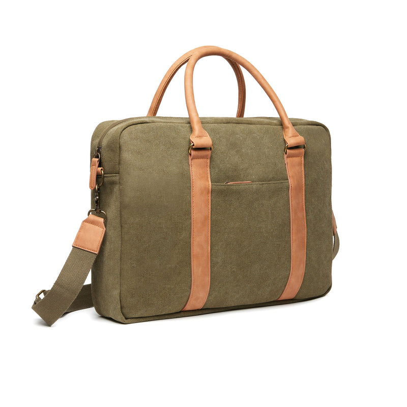 Recycled Canvas Computer Bag Bags The Ethical Gift Box (DEV SITE) Olive  