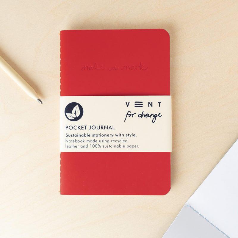 Recycled Leather A6 Pocket Journal – Red Grab & Go Vent For Change   