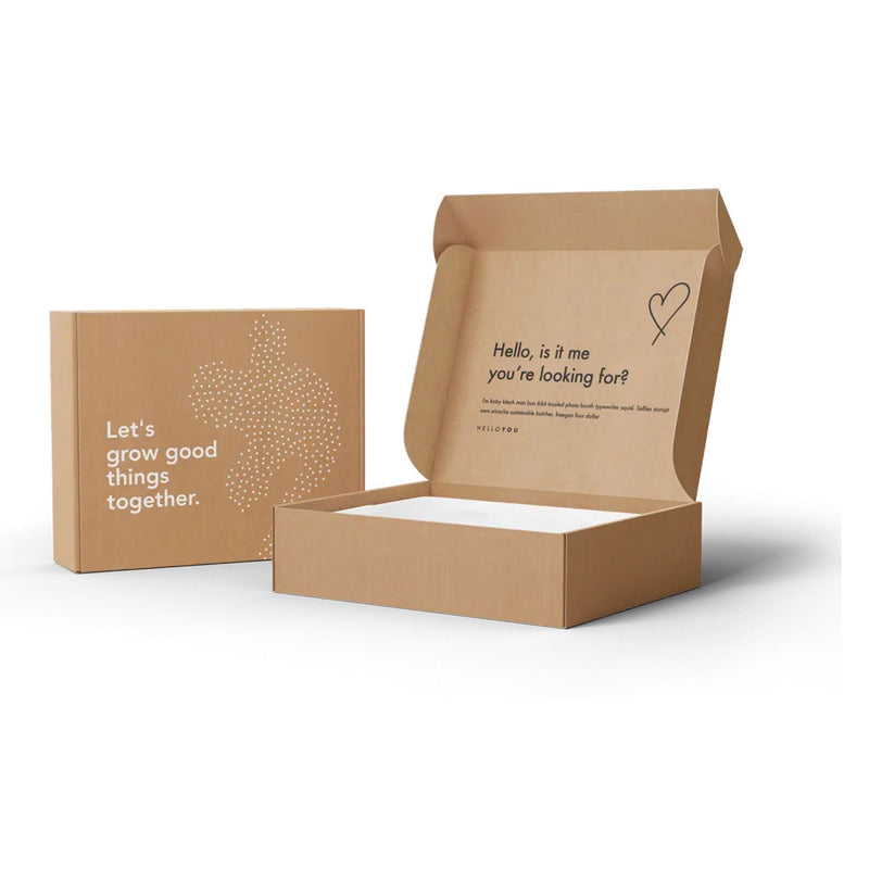 White On Kraft Mailer Box - Inside Print Packaging The Ethical Gift Box (DEV SITE)   