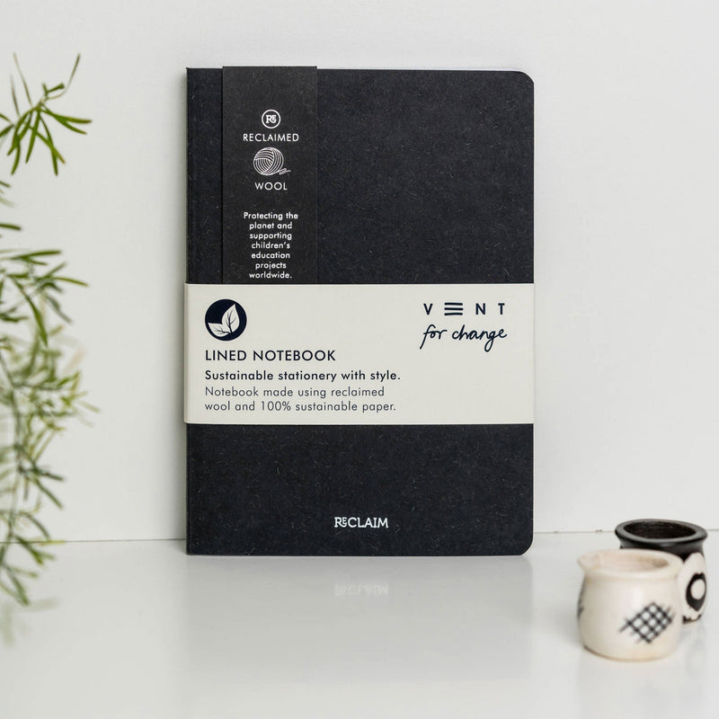 Reclaim A5 Notebook - Lined Notebooks & Pens The Ethical Gift Box (DEV SITE) Black Wool  