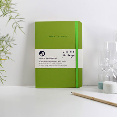 Recycled Leather A5 Notebook - Lined Notebooks & Pens The Ethical Gift Box (DEV SITE) Lime  